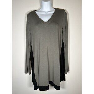 J Jill Wearever Tunic Army Olive Green Black V-Neck Comfort Soft Cozy Size Small